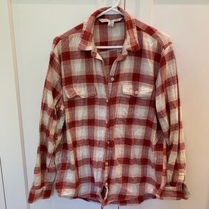 TWO Old Navy Boyfriend Flannel Shirts